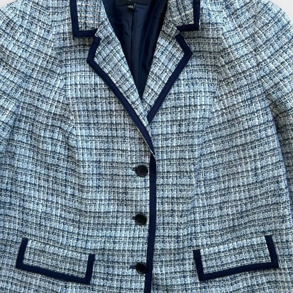 Talbots Tweed Blazer Jacket Women's Size 16 Blue White Bouclé Classic Preppy - Picture 5 of 13